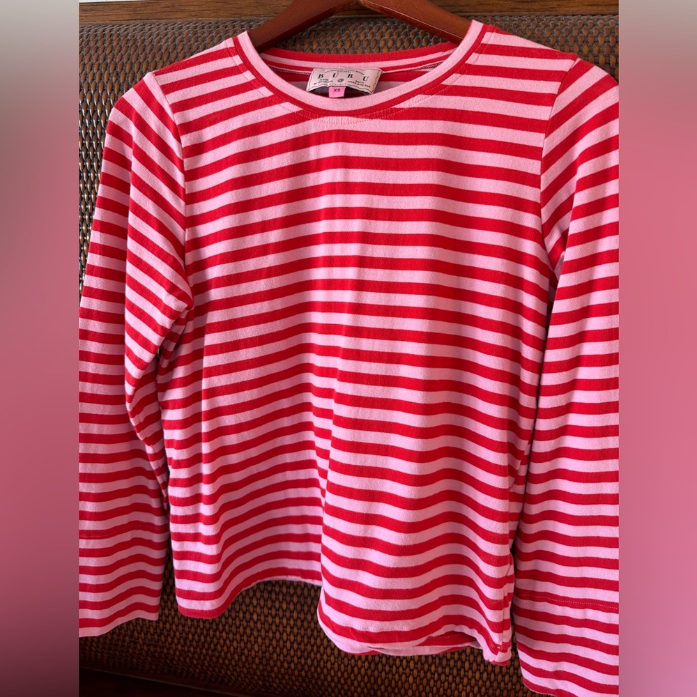 Buru Red and Pink Striped Long Sleeve Tee